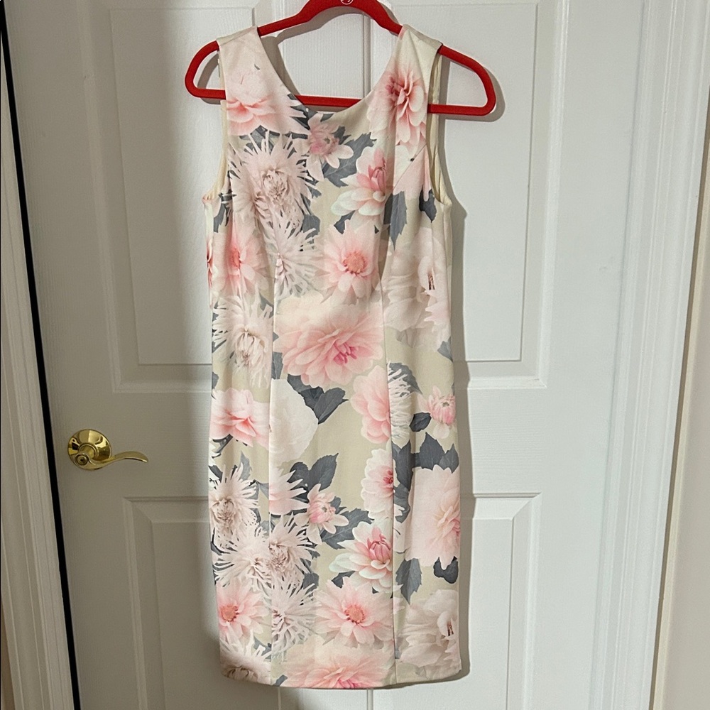 WHBM Floral Sleeveless Dress - Pink and Gray